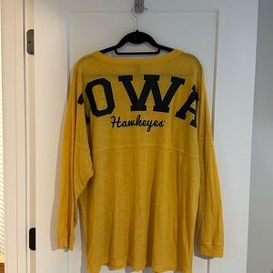 XL Gold Long Sleeve Tshirt - Tigerhawk on Front and IOWA Hawkeyes on B…